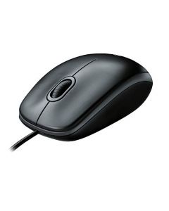 Logitech B100 Corded Mouse – Wired USB Mouse for Computers and laptops for Right or Left Hand Use Black 910-001439