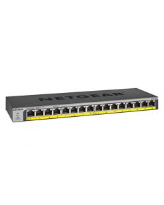 NETGEAR 16-Port Gigabit Ethernet Unmanaged PoE Switch (GS116PP) - with 16 x PoE+ @ 183W Desktop/Rackmount and ProSAFE Limited Lifetime Protection GS116PP-100NAS