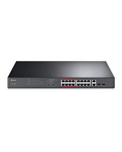 TP-Link 16 Port Poe Switch Unmanaged 16 10/100Mbps Poe+ Port + 2 Gigabit Port Uplink + 2 SFP 194W Up to 250M Transmission Priority Mode for Video Monitoring Quality (TL-SL1218MP) TL-SL1218MP