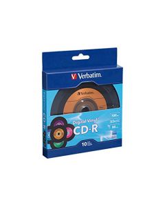 Verbatim CD-R 80min 52X with Digital Vinyl Surface - 10pk Bulk Box Blue/Green/Orange/Pink/Purple - 97935 97935
