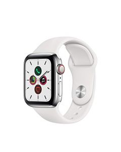 Apple Watch Series 5 (GPS + Cellular 40mm) - ​ Stainless Steel Case with White Sport Band MWWR2LL/A