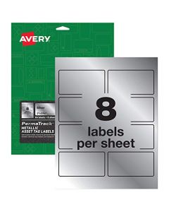 Avery PermaTrack Metallic Asset Tag Labels 3-3/4" x 2" 64 Labels (61520) 61520