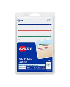 Avery Print or Write File Folder Labels for Laser and Inkjet Printers 1/3 Cut Assorted Colors Pack of 252 (5215) AVE05215