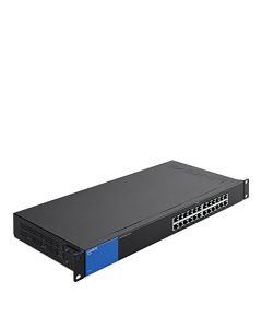 Linksys Business LGS124 24-Port Rackmount Gigabit Ethernet Unmanaged Network Switch I Metal Enclosure,Black; blue LGS124