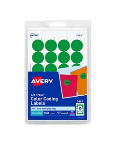 AVERY Print/Write Self-Adhesive Removable Labels 0.75 Inch Diameter Green 1008 per Pack (05463) 5463