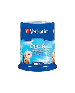 Verbatim CD-R 700MB 80 Minute 52x Recordable Disc with Blank White Surface - 100 Pack Spindle - 94712 94712
