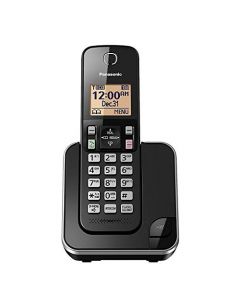 Panasonic  Expandable Cordless Phone System with Amber Backlit Display and Call Block – 1 Handsets – KX-TGC350B (Black) KX-TGC350B