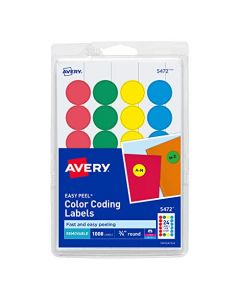 Avery 5472 Removable Print or Write Color Coding Labels Round 0.75 Inches Pack of 1008 5472
