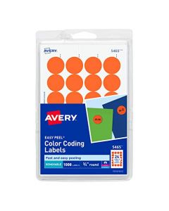 Avery Print/Write Self-Adhesive Removable Labels 0.75 Inch Diameter Orange 1008 per Pack (5465) 5465