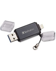 Verbatim Store n Go Dual USB 3.0 Flash Drive 32GB- Lightning, USB 3.0 Graphite 1/Each USB 3.0 F/APPLE LGHTNG DEV GRAPHITE
