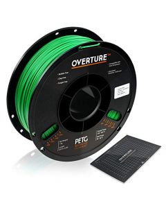OVERTURE PETG Filament 1.75mm with 3D Build Surface 200 x 200 mm 3D Printer Consumables 1kg Spool (2.2lbs) Dimensional Accuracy +/- 0.05 mm Fit Most FDM Printer (Green) OVPETG175-Green