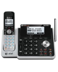 AT&T TL88102 DECT 6.0 2-Line Expandable Cordless Phone with Answering System and Dual Caller ID/Call Waiting 1 Handset Silver/Black TL88102