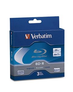 Verbatim BD-R 25GB 6X Blu-ray Recordable Media Disc - 3 Disc Jewel Case Box - 97341 97341