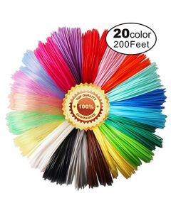 20 Beautiful Colors 3D Pen PLA Filament Refills Each Color 10 Feet Total 200 Feet TTYT3D tt2010