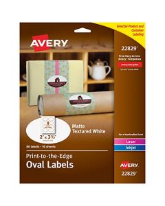 Avery Oval Labels with Sure Feed for Laser & Inkjet Printers 2" x 3-1/3" 80 Labels (22829),White AVE22829