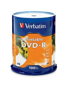 Verbatim DVD-R 4.7GB 16X White Inkjet Printable - 100pk Spindle 95153