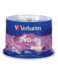 Verbatim DVD+R 4.7GB 16X AZO Recordable Media Disc - 50 Disc Spindle Silver - 95037 95037