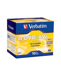 Verbatim DVD+RW 4.7GB 4X with Branded Surface - 10pk Jewel Case - 94839 94839