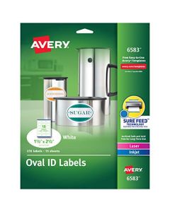 Avery White Oval Labels White Permanent Pack of 270 (6583) AVE6583