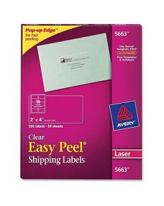 Avery Matte Frosted Clear Address Labels for Laser Printers 2" x 4" 500 Labels (5663) 5663