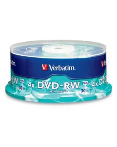 Verbatim DVD-RW 4.7GB 4X with Branded Surface - 30pk Spindle BLUE/GRAY - 95179 95179