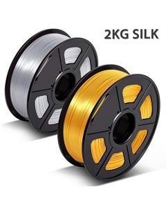 Silk PLA Filament 1.75mm,3D Warhorse Shinny Silk PLA Filament for 3D Printer,Silk Filament LightGold+Silver 2 KG (4.4LBS) Spool,Dimensional Accuracy +/- 0.02 mm,Printing Smooth AHUS-SILK-SV-LG-1KG*2