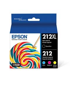 Epson 212XL Standard-capacity Color and High-capacity Black Ink Cartridges (CMYK) 4-Pack T212XL-BCS