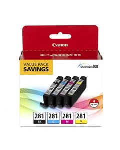 Canon CLI-281 Black Cyan Magenta and Yellow 4 Ink Pack Compatible to IB4120 MB5420 MB5120 IB4020 MB5020 MB5320 2091C005