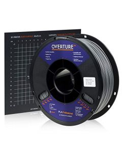 Overture PLA Plus (PLA+) Filament 1.75mm PLA Professional Toughness Enhanced PLA Roll with 3D Build Surface 200 × 200mm Premium PLA 1kg Spool (2.2lbs) Dimensional Accuracy +/- 0.05 mm (Space Grey) OVB175-Space-Grey