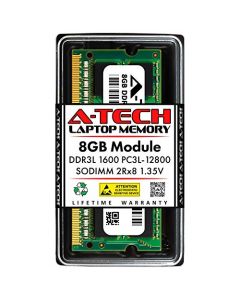 A-Tech 8GB DDR3 / DDR3L 1600MHz SODIMM PC3L-12800 2Rx8 Dual Rank 1.35V CL11 204-Pin Non-ECC Unbuffered Notebook Laptop RAM Memory Upgrade Module CT102464BF160B