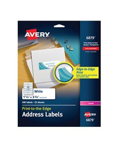 Avery Laser Labels Matte Mailing 3-3/4 x 1-1/4 300 per Pack (6879) White 6879