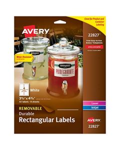 Avery Removable Labels with Sure Feed for Laser & Inkjet Printers 3.5" x 4.75" 32 Labels (22827) 22827