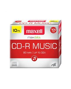 Maxell 625133 1-Time Recording Recordable CD (Audio Only) 700mb/80 Min 10 Pack Slim Jewel 625133