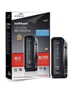 ARRIS Surfboard SBG6580-2 8x4 DOCSIS 3.0 Cable Modem/Wi-Fi N600 (N300 2.4Ghz + N300 5GHz) Dual Band Router - Retail Packaging Black (570763-034-00) SBG6580