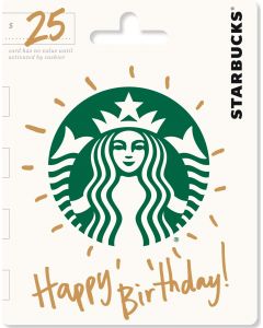 Starbucks $25 Gift Card Happy Birthday