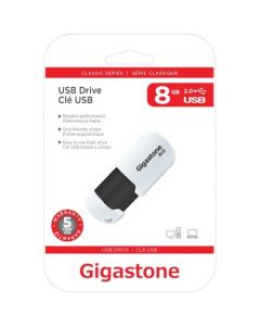 Gigastone 8GB Classic USB 2.0 Flash Drive 8 GB USB 2.0 White, Black CAPLESS DESIGN PROTECTS CONTENT