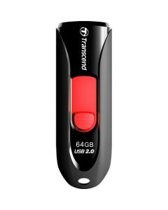 Transcend 64GB JetFlash 590 USB 2.0 Flash Drive 64 GB USB 2.0 Red Retractable, Capless, LED Indicator USB 2.0 BLACK