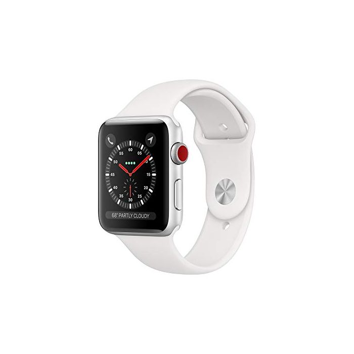 Apple Watch Series 3 (GPS + Cellular 42mm) - Silver Aluminum Case with  White Sport Band MTGR2LL/A