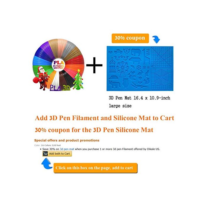3D Pen/3D Printer Filament (16 Colors 640 Feet) Bonus 250 Stencils eBooks -  Dikale 3D Pen Filament 1.75mm PLA for Tecboss Nulaxy etc DKL-US-PLA1216-NEW