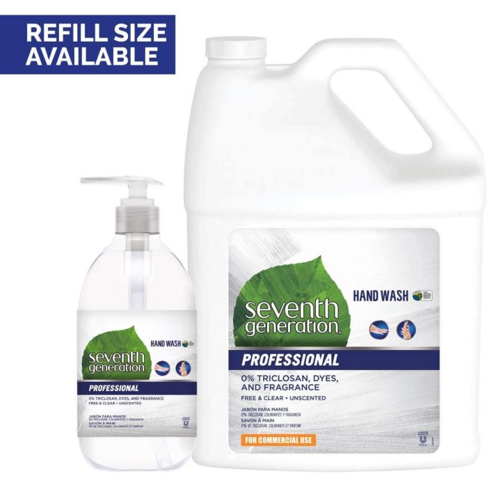 Seventh Generation Professional Liquid Hand Wash Soap Refill Free & Clear  Unscented 128 fl oz (Pack of 2)