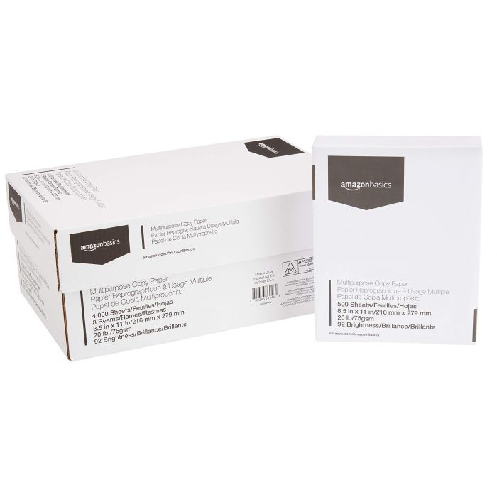 Multi-Use Printer & Copier Paper, Letter Size (8 1/2 x 11), Ream Of 500  Sheets, 92 (U.S.) Brightness, 20 Lb, White