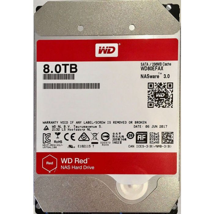 WD Red WD80EFAX 8 TB 3.5 Internal Hard Disk Drive (HDD) SATA III 6.0Gb/s  5400 RPM 256 MB